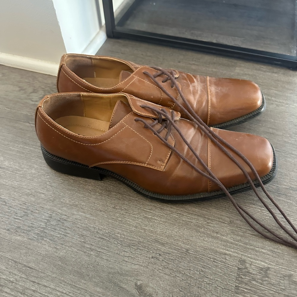 Alfani Brown/Tan Leather Men's Oxford Dress Shoes